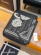 CC 25 Camellia Scarf 140CM Black Cashmere 293087