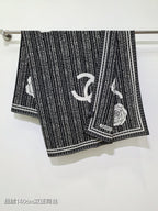 CC 25 Camellia Scarf 140CM Black Cashmere 293087