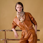 HM 26s Horse Scarf 140 Orange Colorful Cashmere Silk 139219