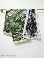 HM 26s Flamingo Party Scarf 140 Green Blue Cashmere Silk 139240