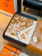 HM 26s Flamingo Party Scarf 140 Orange Brown Cashmere Silk 139241