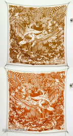 HM 26s Flamingo Party Scarf 140 Orange Brown Cashmere Silk 139241
