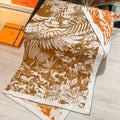HM 26s Flamingo Party Scarf 140 Orange Brown Cashmere Silk 139241