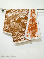 HM 26s Flamingo Party Scarf 140 Orange Brown Cashmere Silk 139241