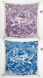 HM 26s Flamingo Party Scarf 140 Purple Blue Cashmere Silk 139243