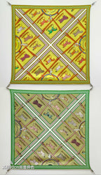 HM 26s Horse Scarf 140 Yellow Green Cashmere Silk 139222