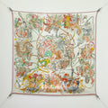 HM 26ss Amazon Scarf 90 White Colorful Twill Silk 126316