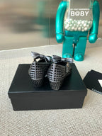 CC MARY JANES SHOES IN STEEL GRAY SATIN WITH BLACK RHINESTONES