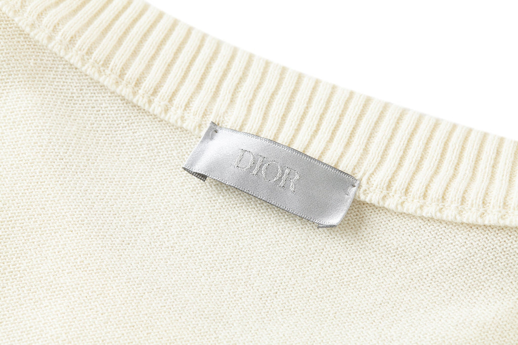 CD Embroidered Logo Sweater Beige Wool Cotton