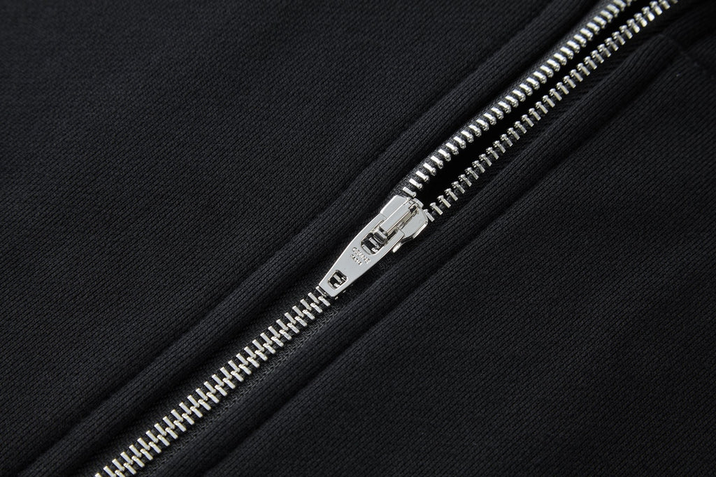Celine Embroidered Hoodie Zip-up Jacket Black White Cotton