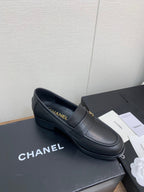 CC Moccasins 25mm Black Plain Lambskin