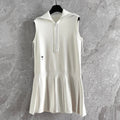 CD Collar Pleated Dress White Viscose