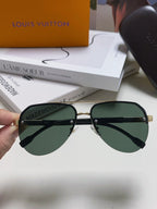 PILOT SUNGLASSES 582589 IN GOLD METAL DARK GREEN LENSES