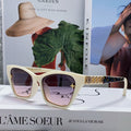 SQUARE SUNGLASSES 581359 IN IVORY ACETATE EMBOSSED MONOGRAM LOGO