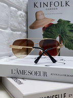 PILOT SUNGLASS 581363 IN GOLD METAL BROWN SMOKE LENSES