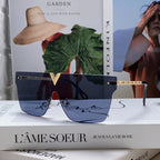 SQUARE SUNGLASS 581372 IN GOLD METAL GREY LENSES