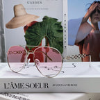 CHAIN PILOT SUNGLASS 581380 IN SILVER METAL PINK SMOKE LENSES