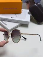 SIGNATURE ROUND SUNGLASS 581381 IN GOLD METAL GREY SMOKE LENSES