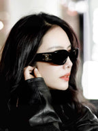 TRIOMPHE SUNGLASSES 548601 IN BLACK ACETATE SILVER LOGO