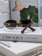TRIOMPHE SUNGLASSES 573246 IN TAUPE BROWN METAL GRADIENT SMOKE LENSES
