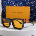 RECTANGLE SUNGLASSES 575848 IN BLACK ACETATE ORANGE METAL YELLOW LENS