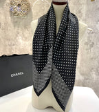 CC Square Scarf 90 CM In Black White Polka Dot  288719