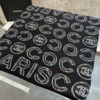 CC Square Scarf 90 CM In Black Mix White Silk 288720
