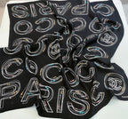 CC Square Scarf 90 CM In Black Mix White Silk 288720