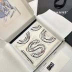 CC Square Scarf 90 CM In White Mix Black Silk 288721