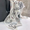 CC Square Scarf 90 CM In White Mix Black Silk 288721