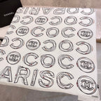 CC Square Scarf 90 CM In White Mix Black Silk 288721