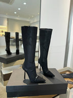 HIGH KNEE BOOTS IN BLACK MESH