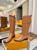 LV 25 Metal Buckle Riding Boots Tan Sheepskin  573887