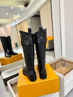 LV 25 Metal Buckle Riding Boots Black Sheepskin  573888