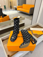 LV Ankle Boots 90 Monogram Black Denim 573712