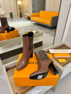 LV 25 Runway Ankle Boots 95 Brown Monogram Brown Calfskin 573859