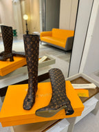 LV  High Boots 55 Monogram Brown Sheepskin 573730