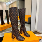 LV  High Boots 85 Monogram Brown Sheepskin 573736