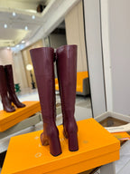LV  High Boots 85 Burgundy Sheepskin 573737