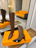 LV 25 Long Boots 90 Brown Calfskin 573876