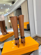 LV 25 Long Boots 90 Tan Calfskin 573878