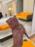 LV 25 Runway Ankle Boots 90 Taupe Suede 573866