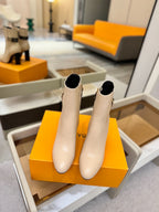 LV 25 Runway Ankle Boots 100 Beige Calfskin Mix Belt 573871