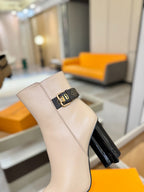 LV 25 Runway Ankle Boots 100 Beige Calfskin Mix Belt 573871