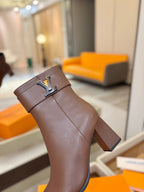 LV Ankle Boots 75 Dark Brown Sheepskin 573728