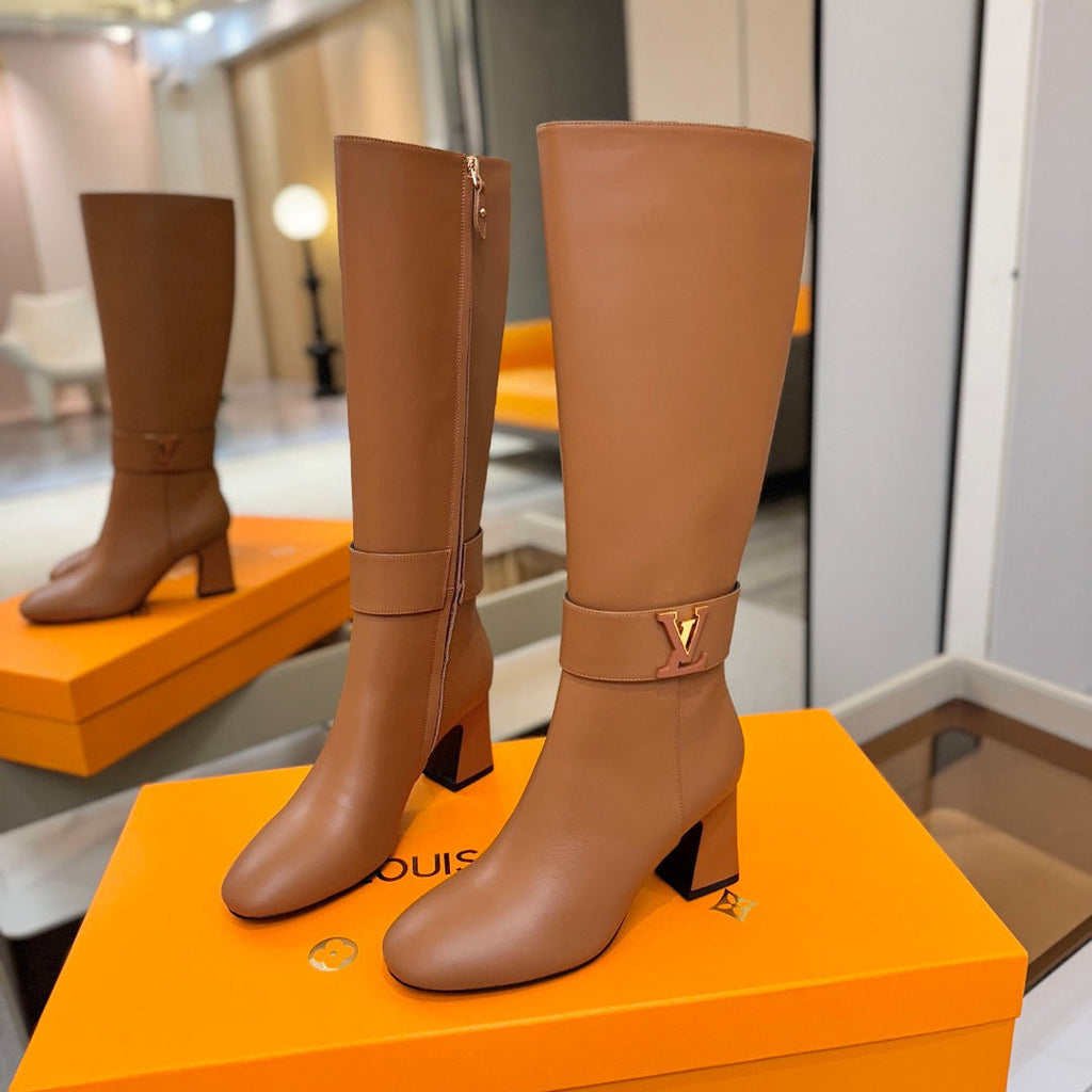LV 25 Long Boots 75 Camel Sheepskin 573742