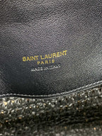 le 37 woven raffia 20cm black calfskin