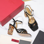 VT 2025 Diamond Heel Sandals Black Cowhide 289513
