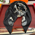 Planifleurs Scarf 90 CM Black Colorful Silk 404029