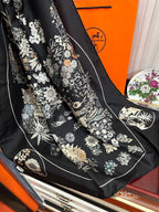 Planifleurs Scarf 90 CM Black Colorful Silk 404029